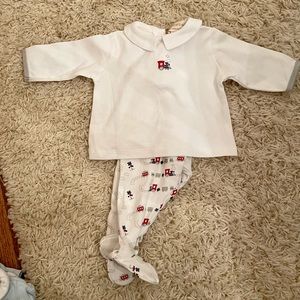 Zubels organic 2 piece baby boy train outfit